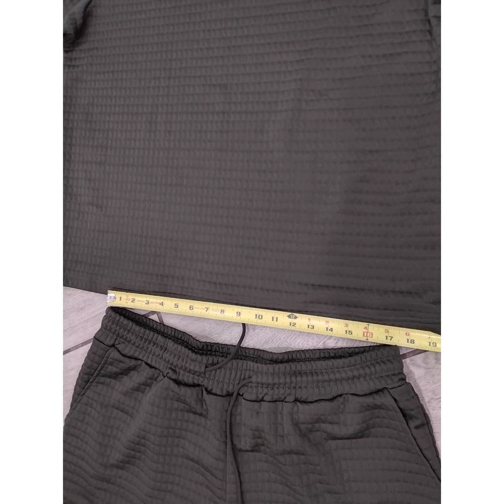 Refashion The Future Mens 3XL Quilted Texture T-Shirt and Shorts Set Charcoal - Picture 7 of 8